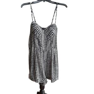 Material Girl Black and White Textured Romper